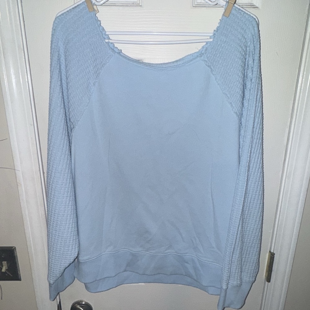American Eagle Outfitters Sky Blue Textured Sweatshirt